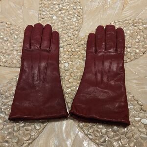 Vintage Wilsons Red Leather Womens Gloves 100% Cashmere Lined